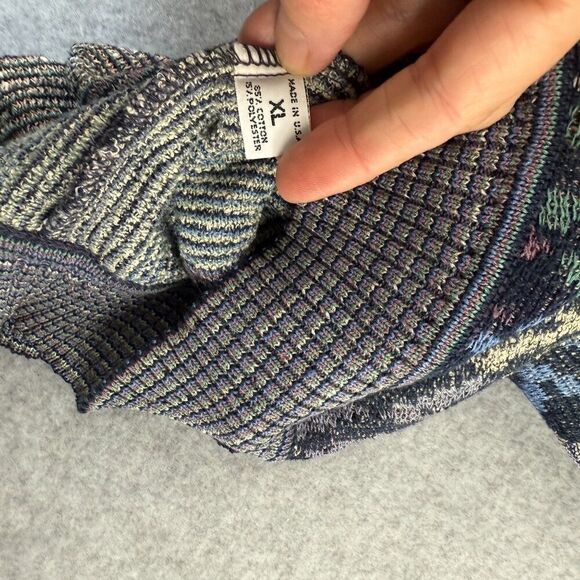 Men's St. Croix Size XL Gray Multi-Color Geometric Knit Sweater Grandpa Crewneck - Picture 7 of 9